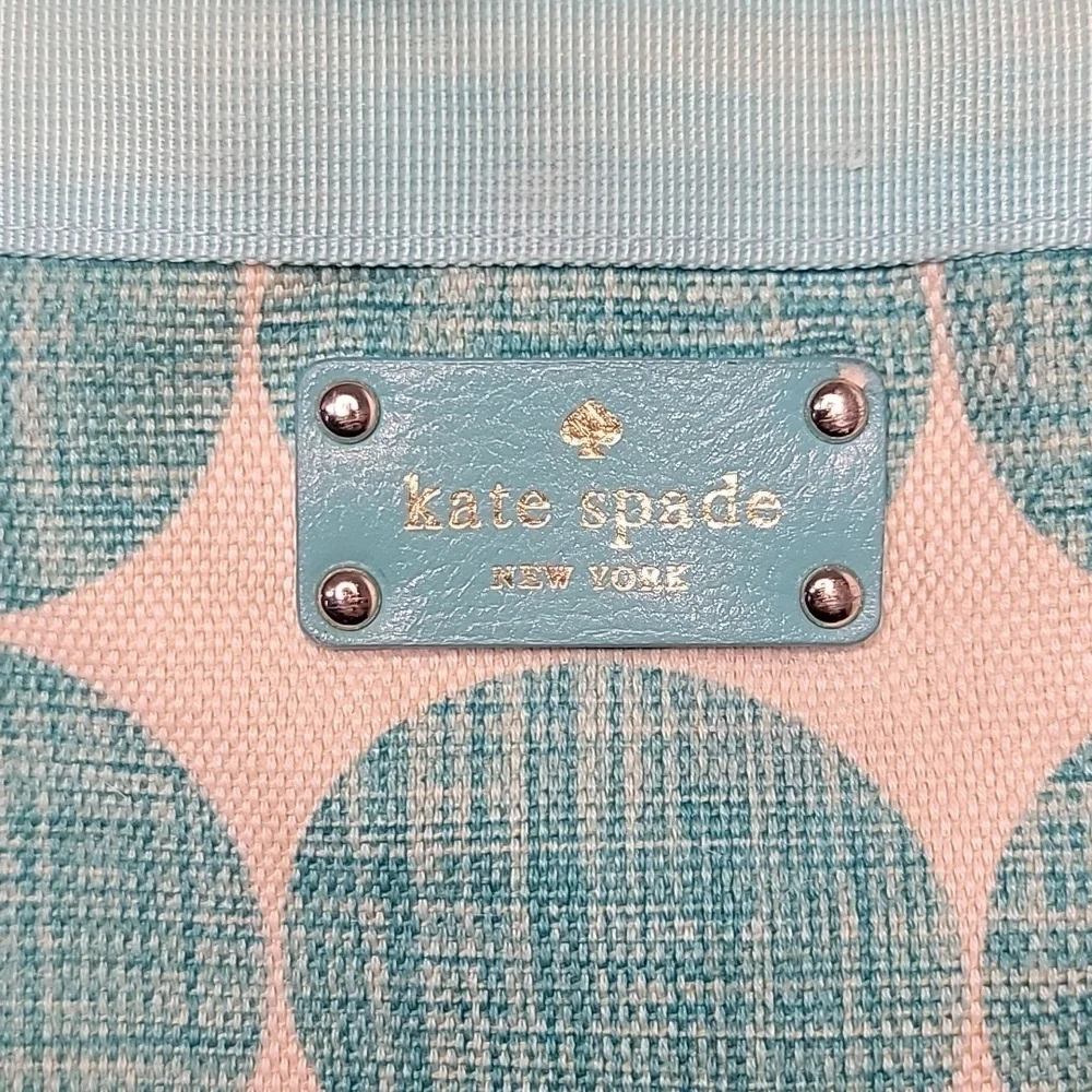 Kate Spade diaper Bag blue & white polka dot Aqua W Changing Pad & Coin Purse